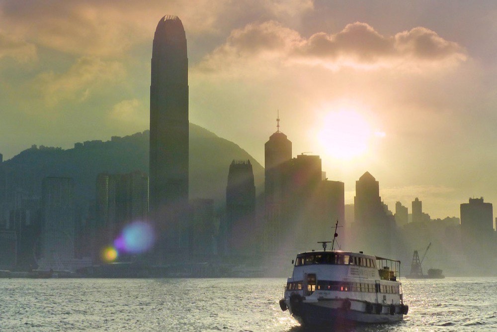 Hong Kong harbour at dusk